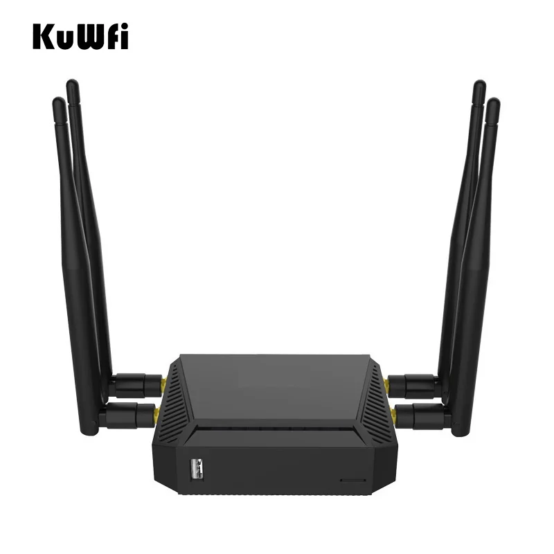 Kuwfi 3G/4G SIM Card Slot Wifi Router OpenWrt 300Mbps High Power Wireless Router Repeater with VPN Function and 4*5dBi Antenna
