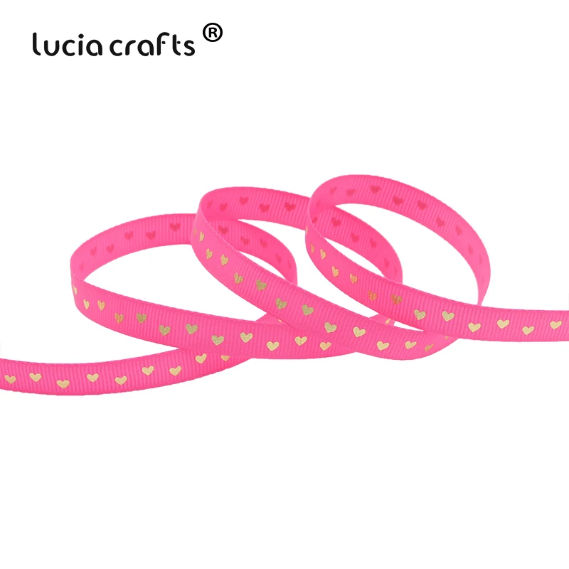 C6 Dark Pink 5y Lucia crafts 5 ярдов/8 метров 10 мм корсажная лента с принтом Сердце ленты вечерние упаковка для свадебного подарка Декор Материал поделки своими руками S0303 - Цвет: C6 Dark Pink 5y