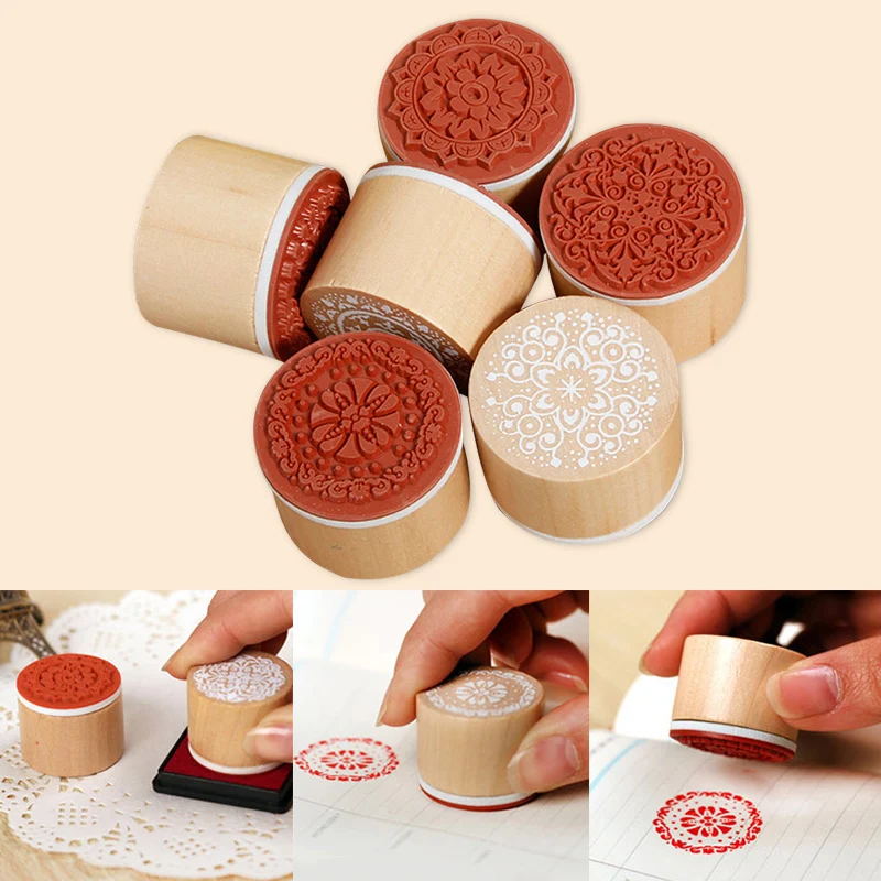 6 шт Круглые Цветочные Марки для скрапбукинга винтажные цветочные DIY Фотоальбом