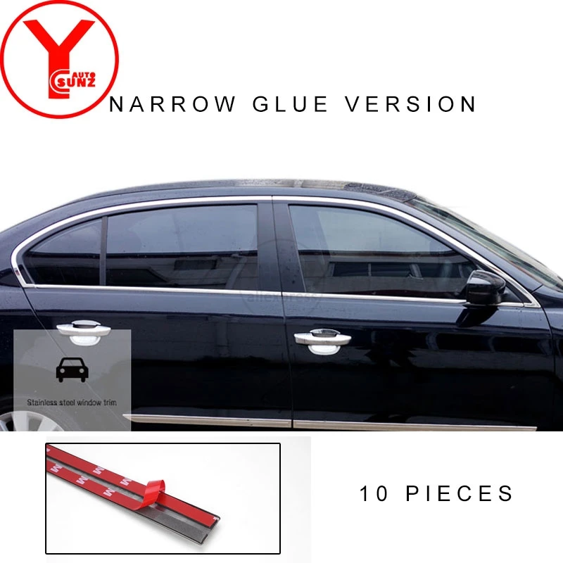SS narrow glue 10 YCSUNZ внешняя отделка окна автомобиля полосы детали для автомобильных дверей нержавеющая сталь отделка полосы аксессуары для Volkswagen Lavida 2013 - Цвет: SS narrow glue 10