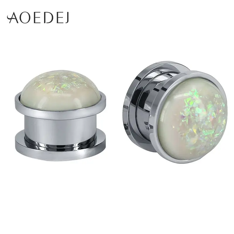 Style 2 AOEDEJ 2 шт./лот нержавеющая сталь штекер и туннель ювелирные изделия смолы мякоть туннель 10 мм Dilataciones ореха пирсинг туннели пирсинга - Окраска металла: Style 2