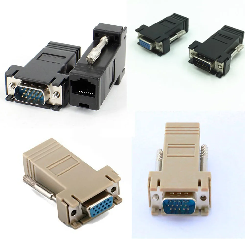 1Pcs Extender VGA Male/Female to LAN CAT5 CAT6 RJ45 Network Cable Adapter | Электроника
