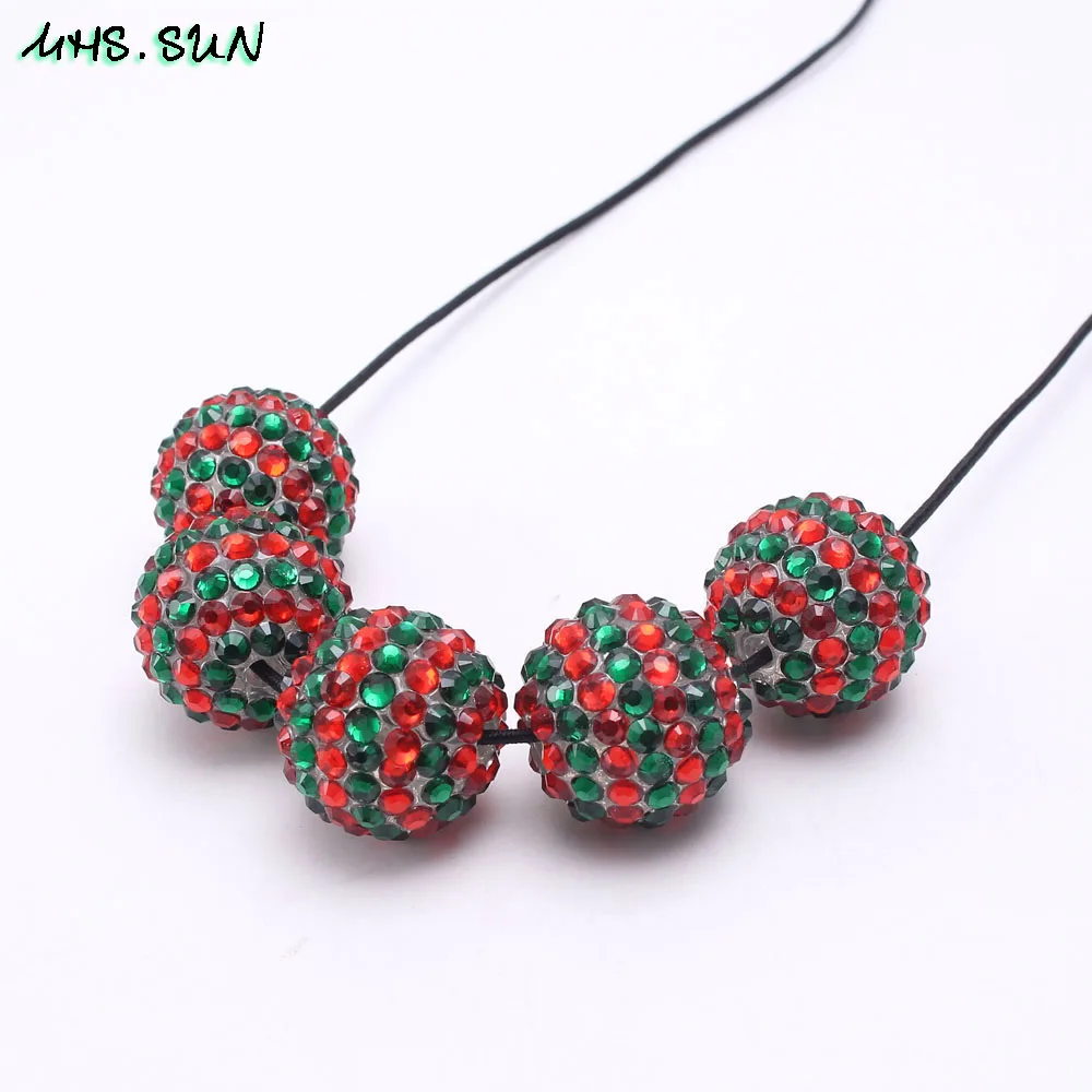 Бусины MHS.SUN 18 мм/20 мм/22 мм в красную и зеленую полоску массивные бусины стразы из