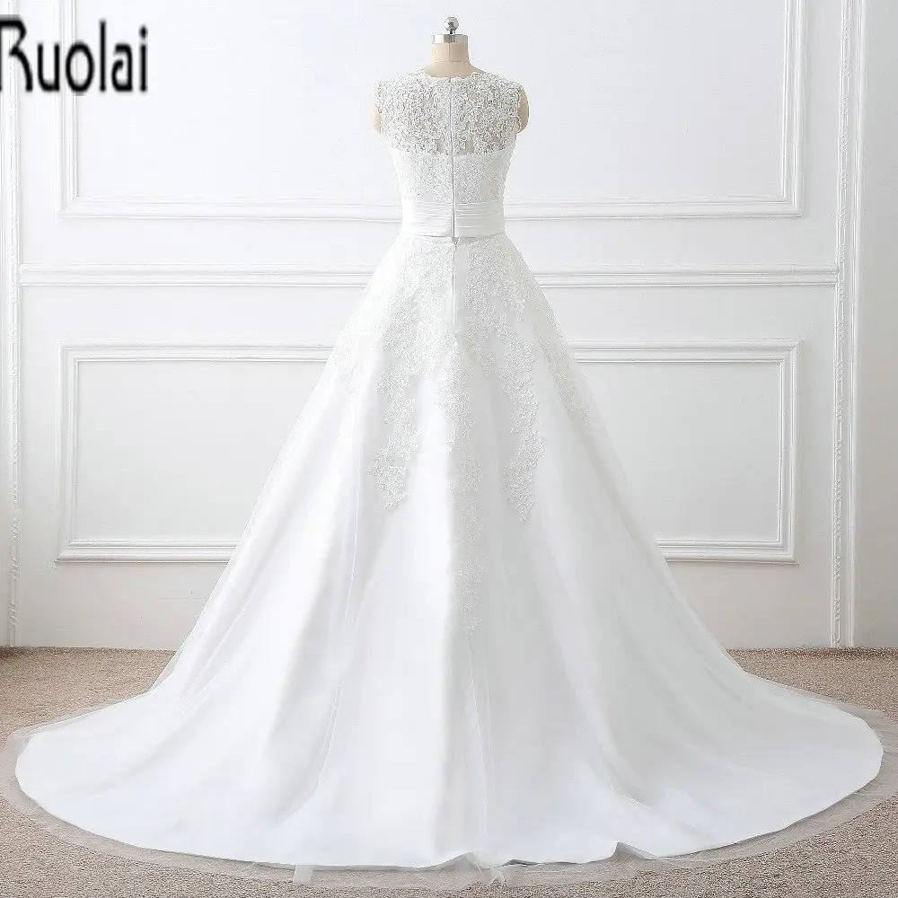 Женское кружевное свадебное платье длинное с круглым вырезом без рукавов со