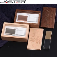 jaster usb flash fashion new crystal usb with wooden box real capacity creative usb 2 0 4gb 8gb 16gb 32gb 64gb external storage