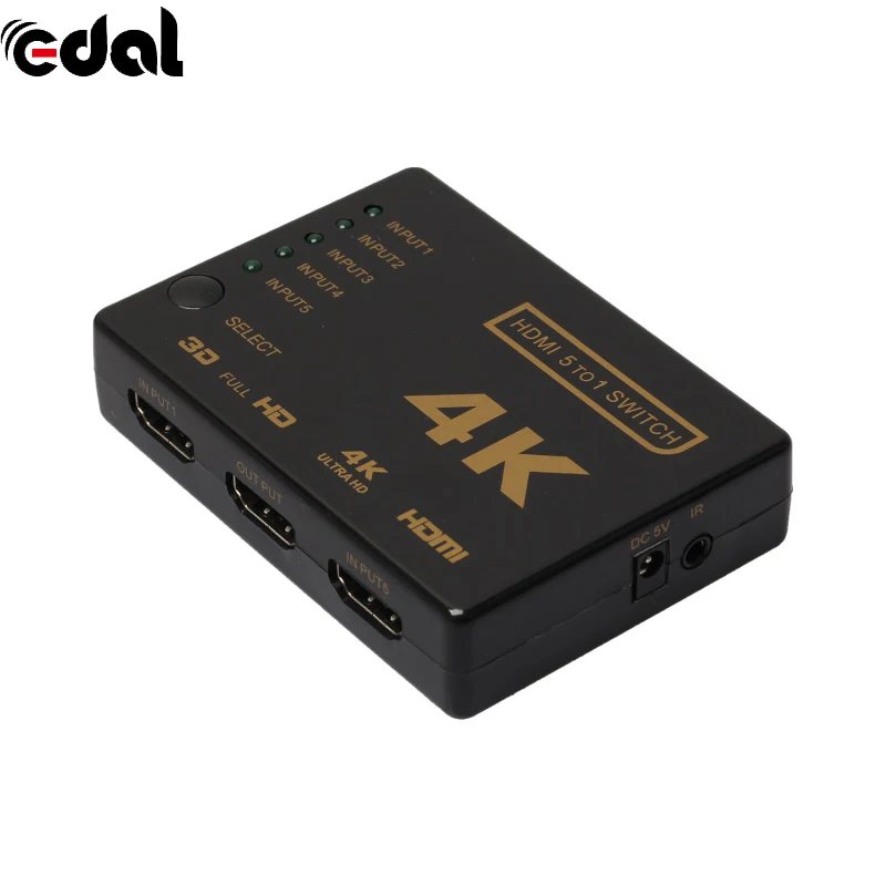 Профессиональный мини Коммутатор HDMI 3D 1080 p 5 портов 4 K Переключатель Селектор