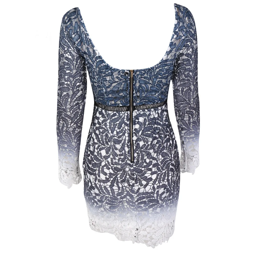 Женское мини платье с круглым вырезом кружевное элегантное вечернее открытой