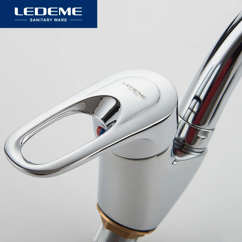 LEDEME Смеситель для кухни с гайкой латунь Цвет: хром L5904 | Обустройство дома