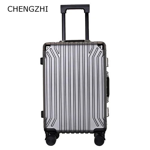 CHENGZHI 2" 24" дюймов Роскошная алюминиевая рама дорожная тележка чемодан бизнес ABS+ PC чемодан на колесиках - Цвет: gray