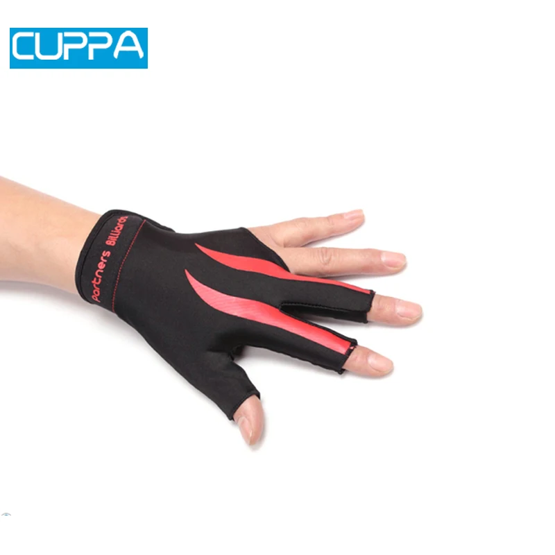 Высокое качество красный и желтый цвет три пальца бильярдные перчатки для игры в