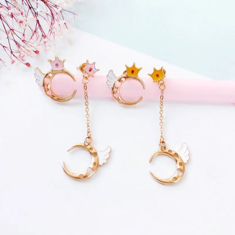 Серьги для Для женщин уха ручной работы с новолуние Корона розовый милые серьги