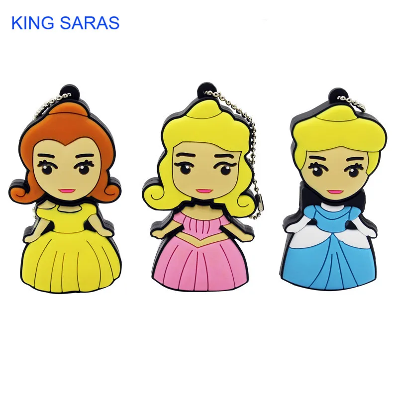 Модель с милой принцессой из мультфильма KING SARAS, usb флеш-накопитель 2,0, 4 ГБ, 8 ГБ, 16 ГБ, 32 ГБ, 64 ГБ, милый подарок