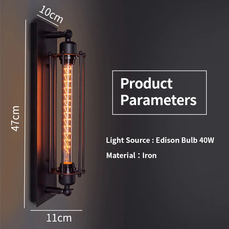 Винтажный Железный настенный светильник EL в промышленном стиле для спальни