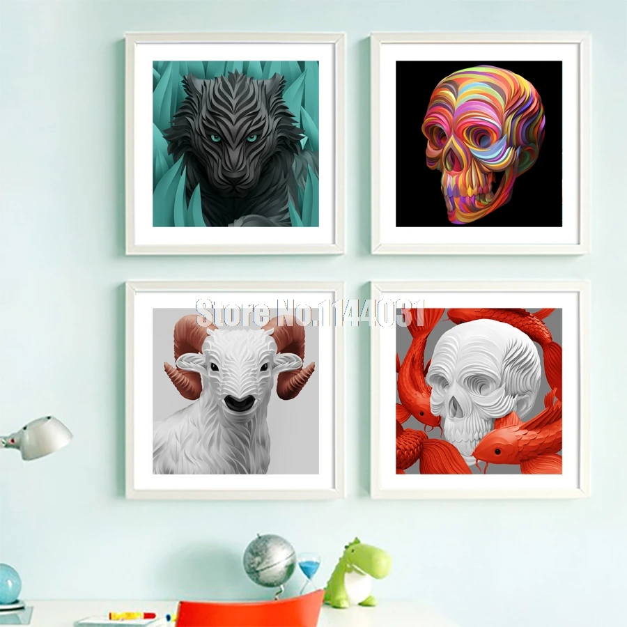 3D алмазная живопись цифровое животное вышивка крестиком череп волк сделай сам