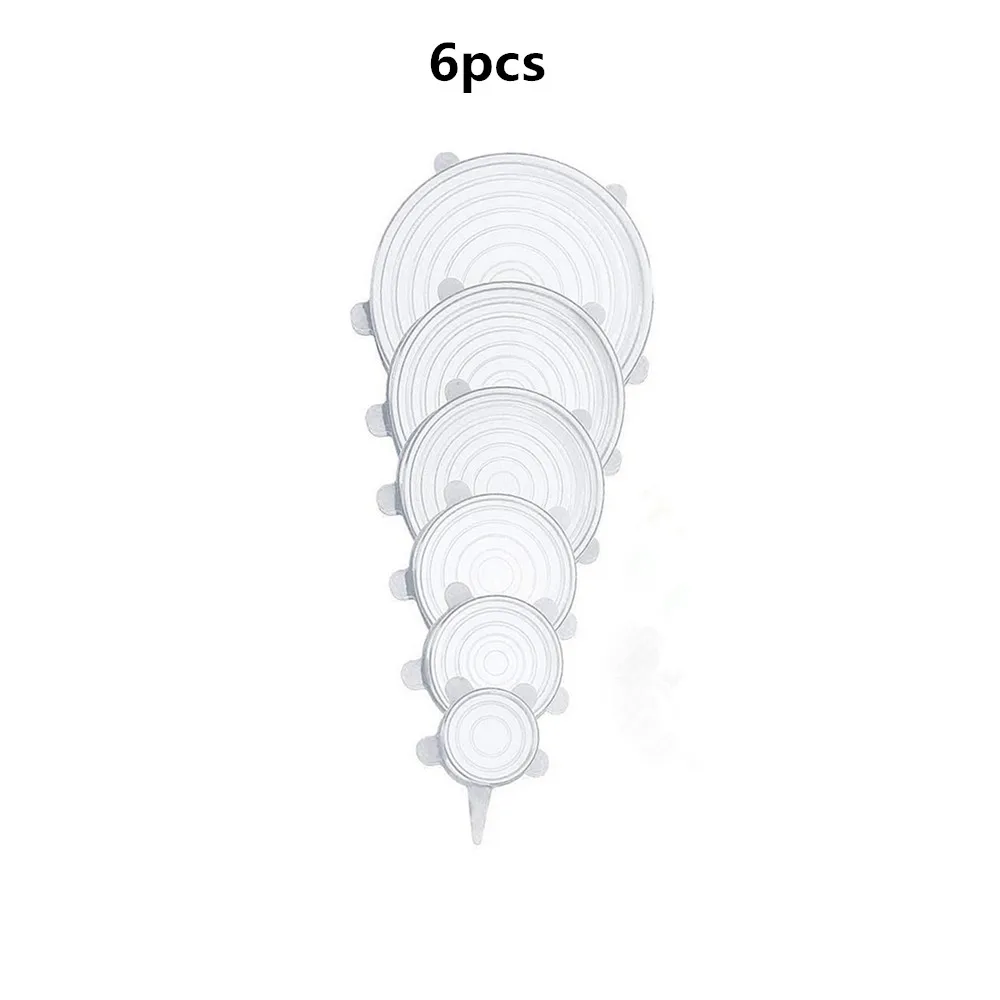 6pcs white 6 3 шт. Мягкая силиконовая крышка для сохранения свежести универсальная пищевая обертка чаша горшок крышка Силиконовая крышка сковорода кулинарные кухонные принадлежности - Цвет: 6pcs white