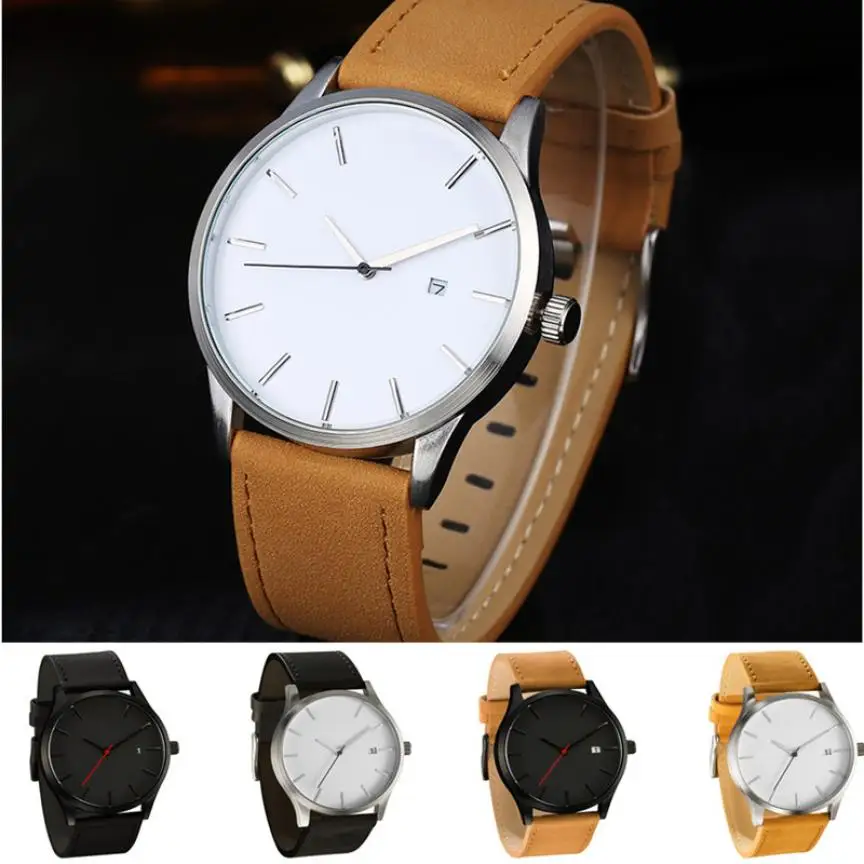

Watches Men Fashion Watch 2018 Popular Low-key Minimalist Connotation Leather Men's Quartz Wristwatch 2018JUL11