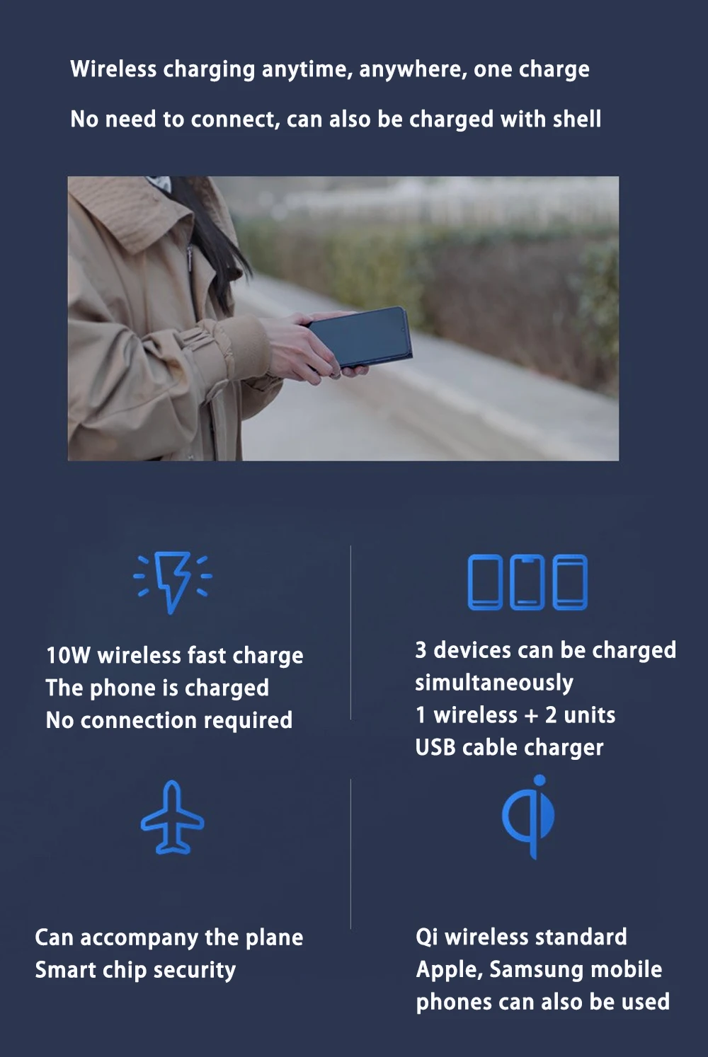 В Xiaomi Mi Беспроводной внешний аккумулятор 10000 мАч PLM11ZM Qi Быстрая зарядка usb type C внешний аккумулятор Макс 10 Вт портативное быстрое зарядное устройство