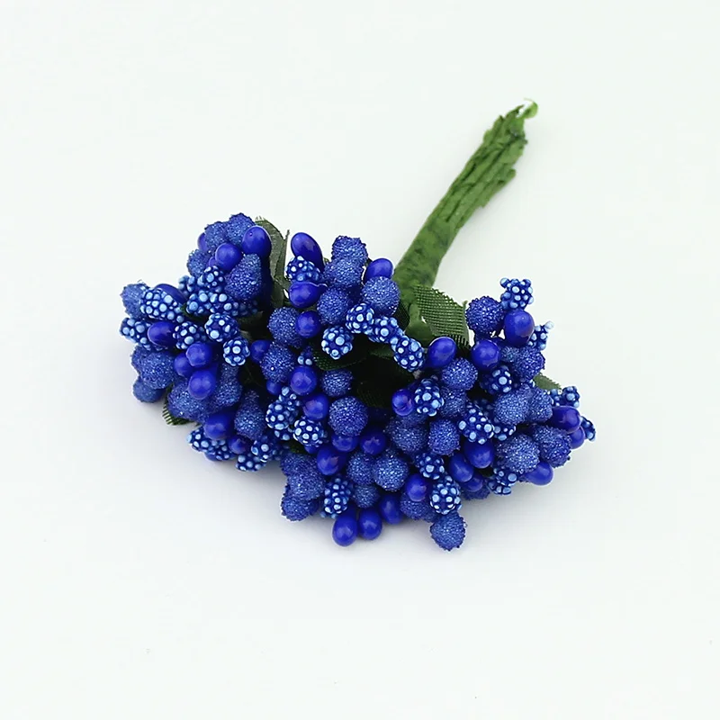 Royal Blue 144 шт мини-ягодный искусственный бутон с тычинками цветок Искусственные цветы коробка корсаж украшения для самодельного изготовления имитация венков цветы - Цвет: Royal Blue