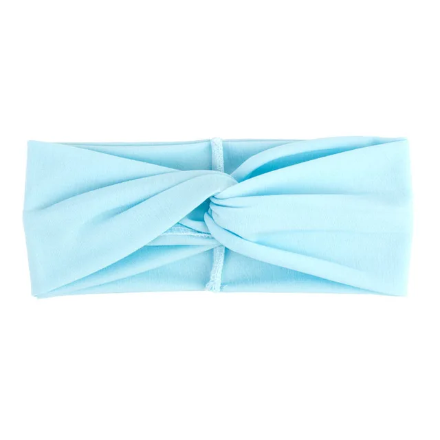 Light Blue Geebro Женская скрученная завязанная повязка на голову летняя богемная Цветочная широкая растягивающаяся лента для волос для девочек эластичная Тюрбан Цветочные головные повязки для спа - Цвет: Light Blue