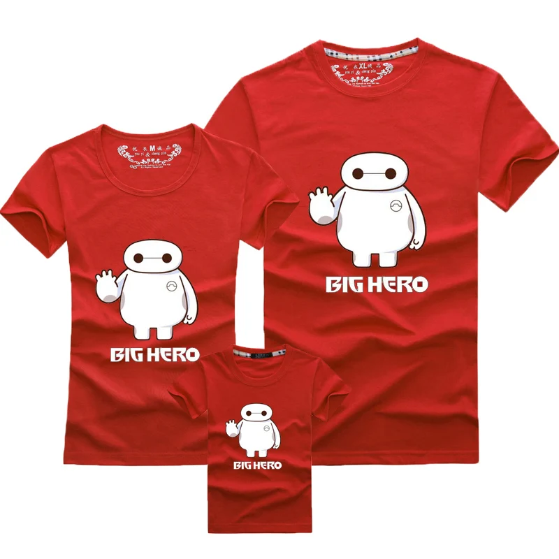 Summer Style hot sale short-sleeve Baymax T-shirt family clothing set for mother daughter and father son | Мать и ребенок