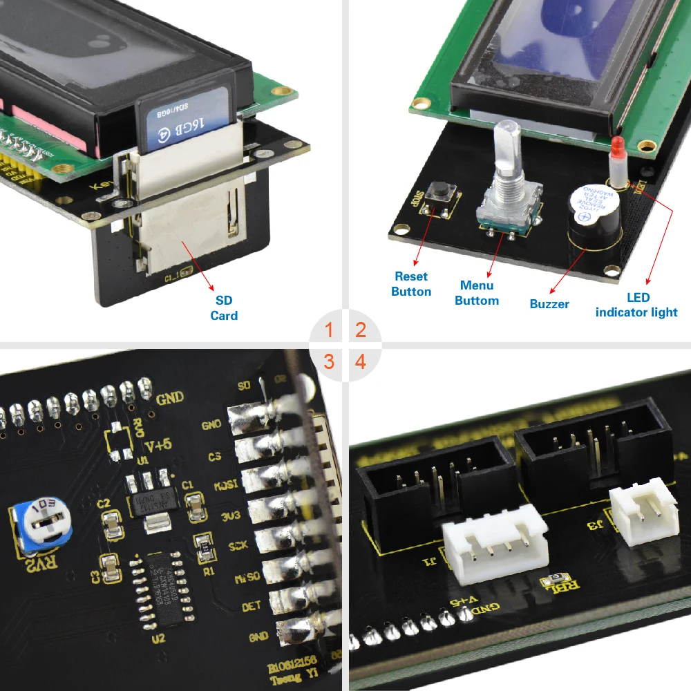 Keyestudio LCD2004 дисплей 3D модуль со слотом для sd карты + кабель 30 см Arduino /