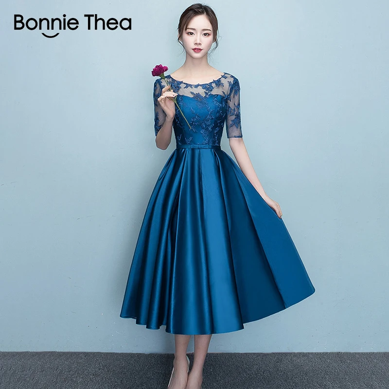 Женское кружевное платье Bonnie Thea синее облегающее для вечеринки на лето
