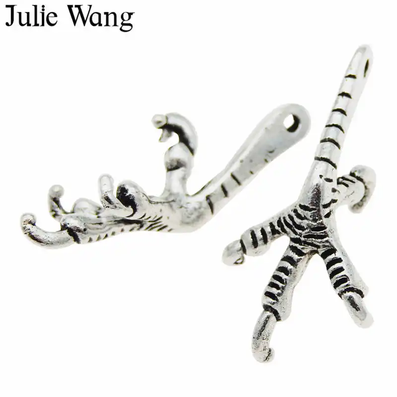 Julie Wang 10 шт. Орлан цвет под старину серебро птица коготь сплав серьги браслет