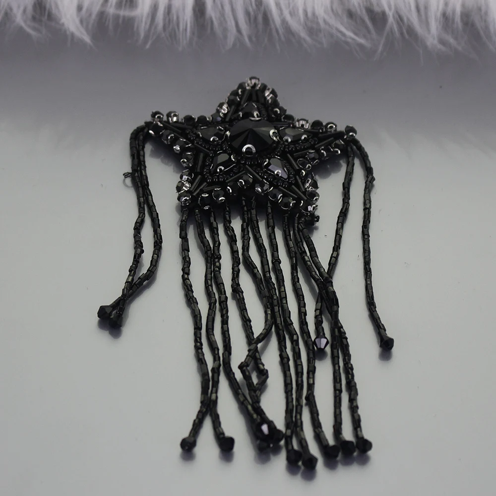 Вышивка из бусин и страз звездная ткань с бахромой патчи аппликацией Пришивные