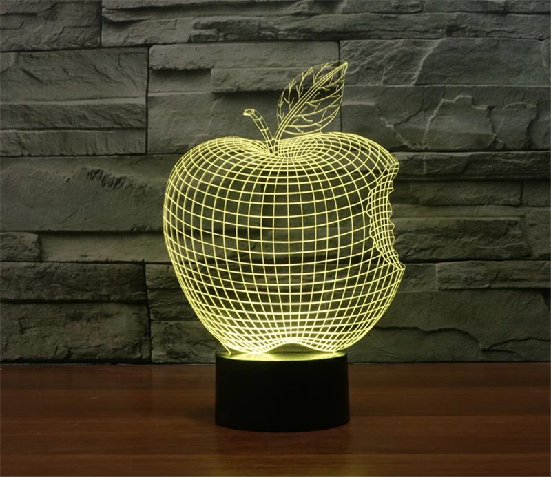Современный домашний декор 3D ночник APPLE меняющий цвет фруктовый светильник
