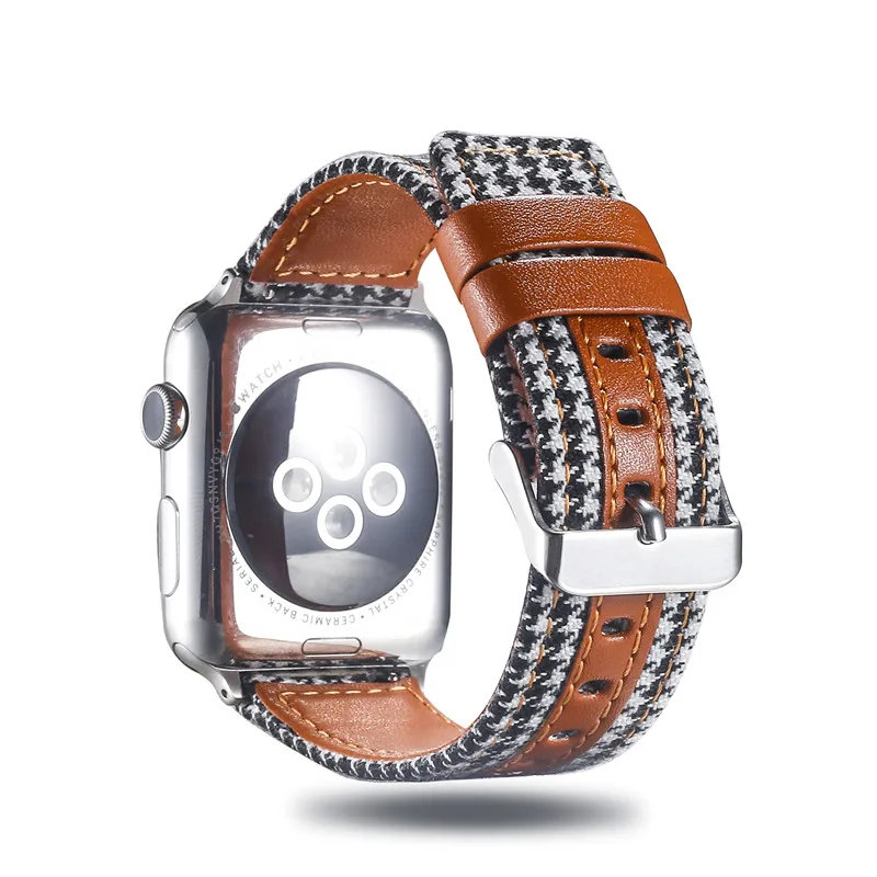 Спортивный нейлоновый + кожаный ремешок для часов iWatch серии 4 3 2 1 сменный Браслет