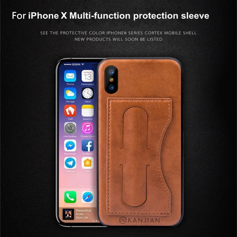 Винтажный кожаный чехол с отделением для карт iPhone X XS автомобильный Магнитный