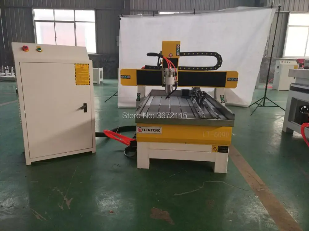 3D резьба по дереву ЧПУ 4 оси 6090 машина 800W/1.5KW/2.2KW/3.0KW шпинделя Поворотный Фрезерный