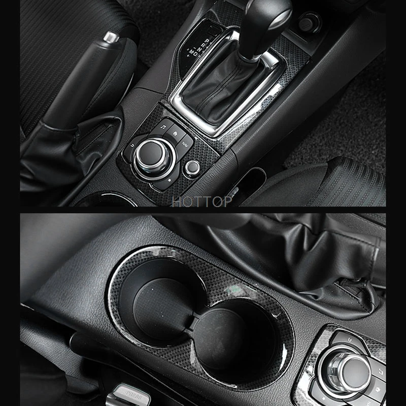 

Car-Styling For Mazda 3 Axela Carbon Fiber Cup Holder Frame Panel Cover Trim Center Console Garnish