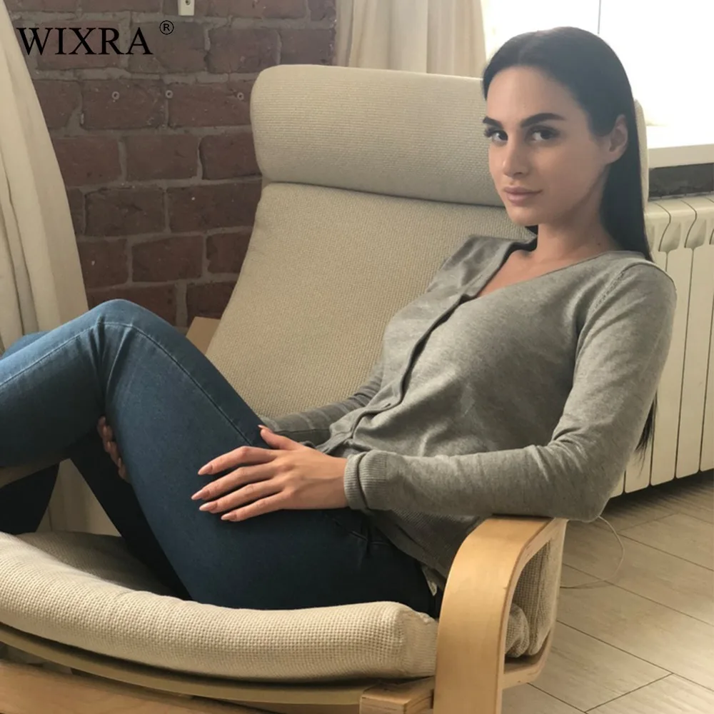 Wixra Warm and Charm 23 Colors Autumn New Sweaters Women Cardigan Knitted Sweater Coat Long Sleeve Female V-Neck Tops |