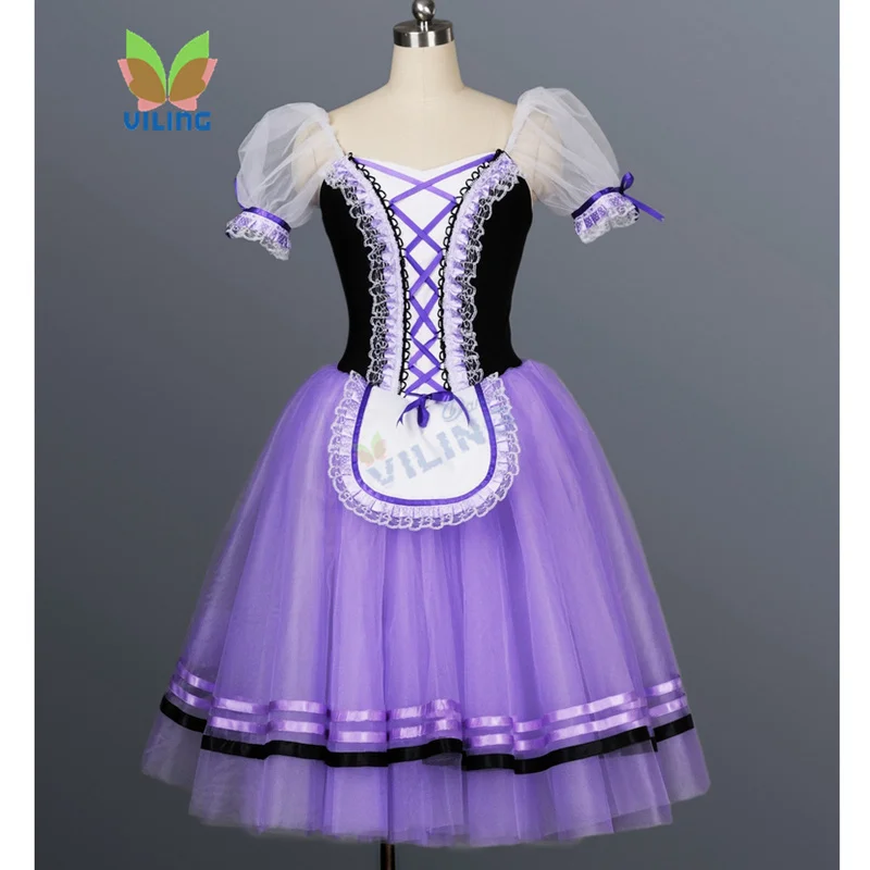 

Purple romantic ballet tulle tutu skirt women Liac classical giselle ballet tutus dress Girl long nutcracker stage costumes