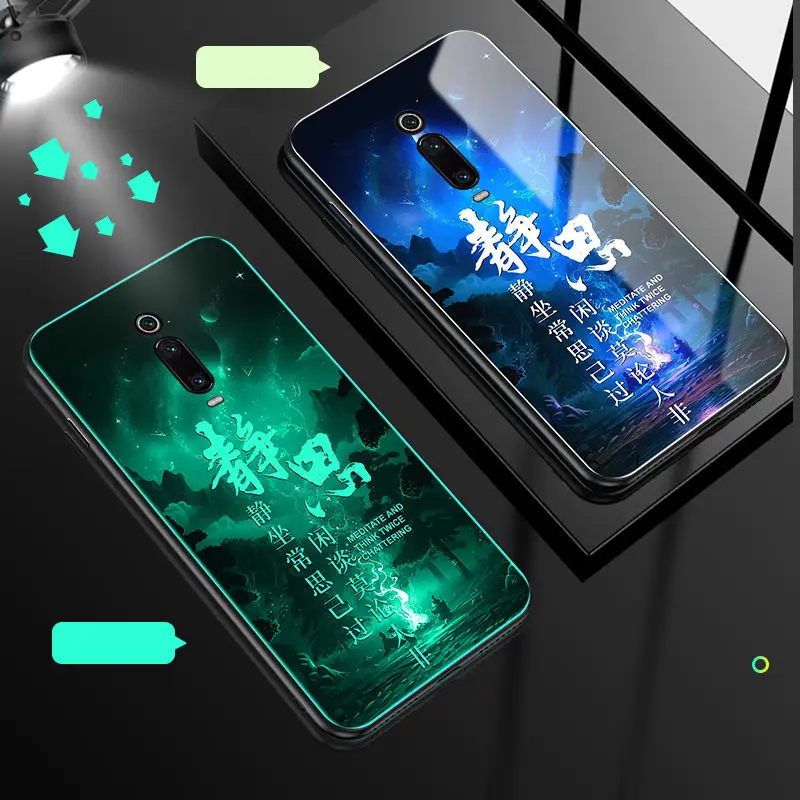 Lu mi nous чехол для телефона для Xiao mi Red mi K20 Pro Чехол светящаяся задняя крышка из закаленного стекла для Xiao mi Red mi K20 Pro mi 9T Pro Чехол