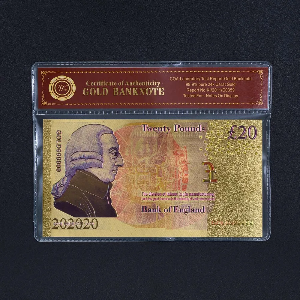 Creactive UK банкноты 10 фунтов 24K Золотая фольга бумажные деньги с пластиковой