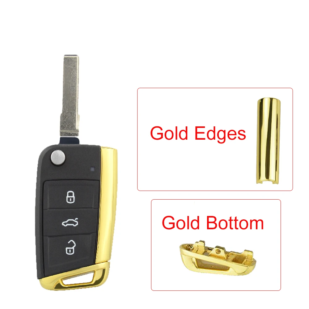 OkeyTech для V W Golf 7 MK7 Skoda Octavia сиденье 3 кнопки ключа автомобиля оболочка откидной складной чехол для замены пульта дистанционного управления Fob Uncnt Blade