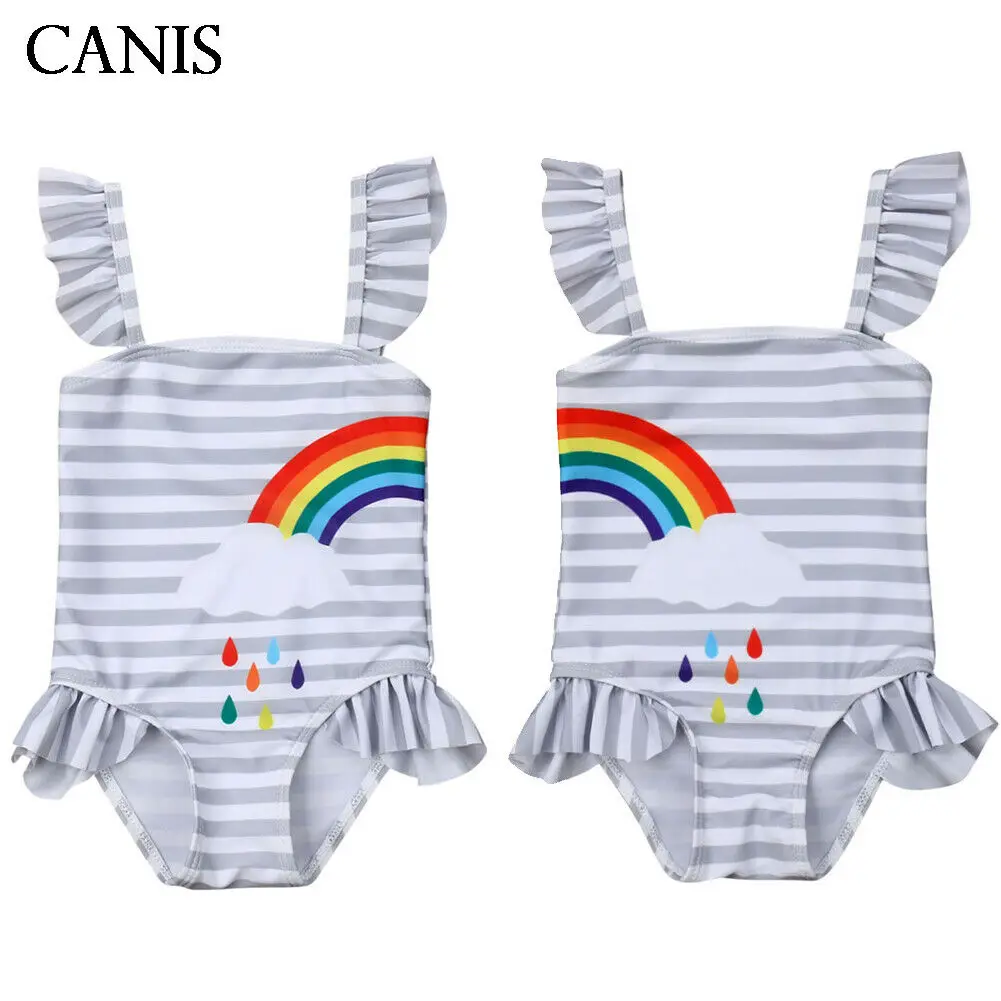 Лидер продаж одежда для маленьких девочек и сестер Радужный хлопковый купальник