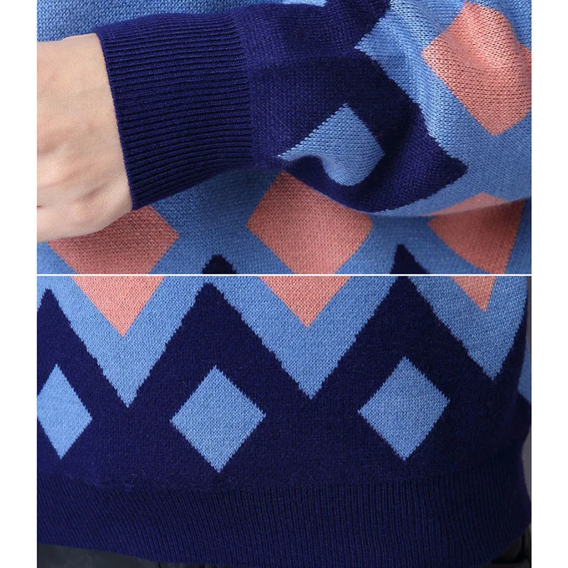 Autumn winter new arrival women plaid sweater Bottoming loose thick Tops o-neck High collar pullover knitting Female | Женская одежда