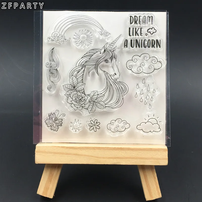 ZFPARTY Единорог прозрачный чистый силикон штамп/печать для DIY Скрапбукинг/фотоальбом декоративная открытка изготовление
