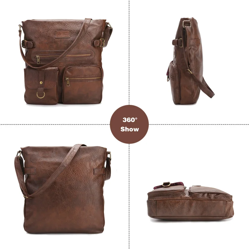 bag women's handbag PU leather messenger hobos shoulder bags for women big tote crossbody large zipper female Retro | Багаж и сумки