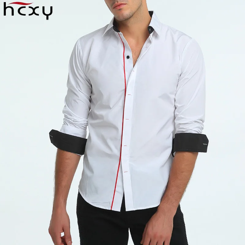 Модные повседневное мужские рубашки с длинным рукавом Slim Fit рубашка для мужчин