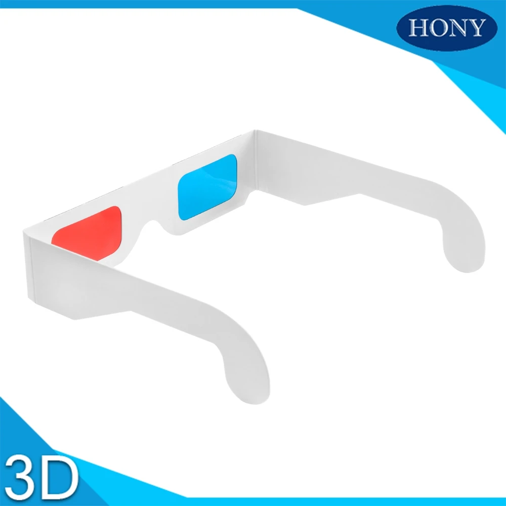 20 шт. недорогие универсальные бумажные 3d очки анаглиф красные голубые/синие