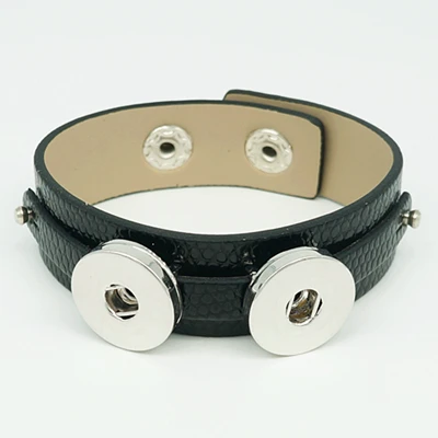 Сменные оснастки ювелирные изделия черный кожаный с кнопкой браслеты подходят 18