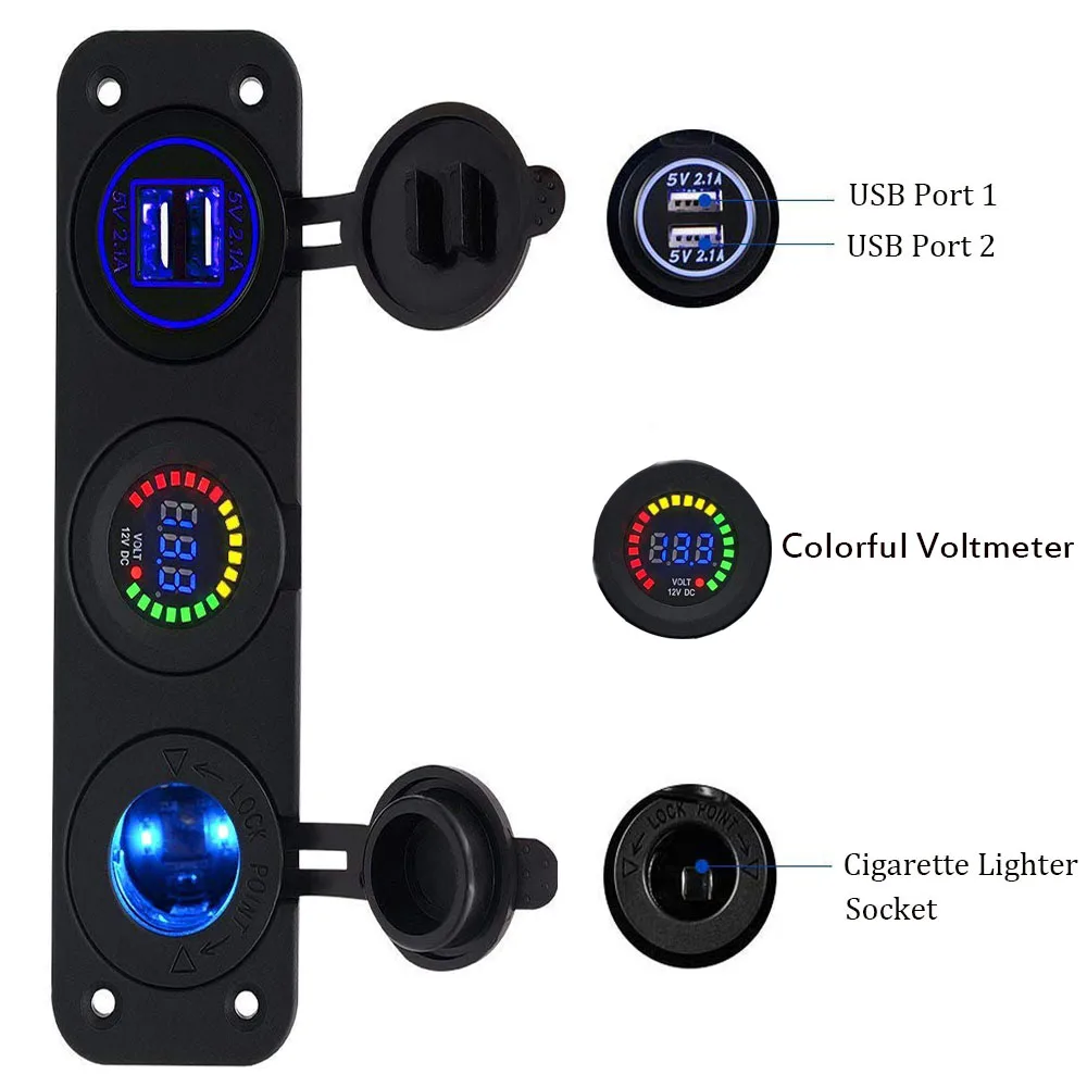 Панель с 3 отверстиями Водонепроницаемая светодиодная панель переключателя