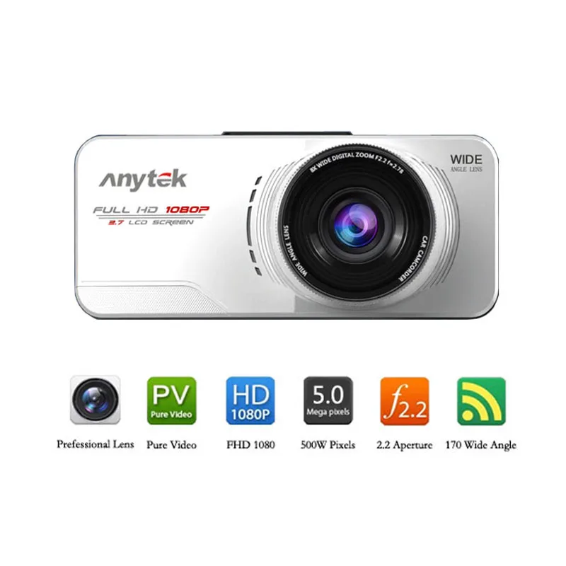 Автомобильный видеорегистратор Anytek At66A WDR-камера с GPS трекером 1920x1080P FHD Novatek 96650 |
