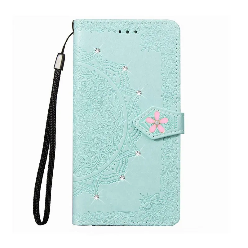 Кожаный чехол книжка Mandalas с цветами для Samsung Galaxy A50 A70 A6 A8 2018 J4 Plus J6 J8 J3 2016 J5 J7 2017
