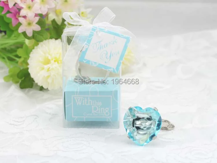 

50 pieces/lot Cheap home party Favors wedding gifts and wedding giveaways diamond ring shape keychain Key accessories