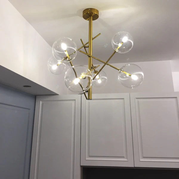 Постмодерн модная стеклянная декоративная лампа для столовой спальни